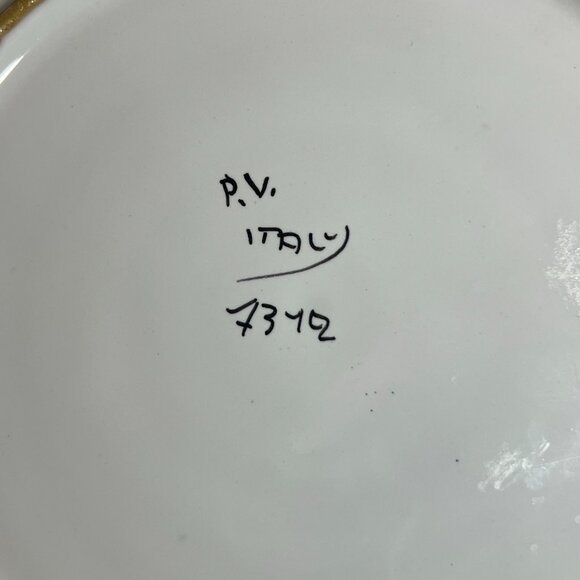 Vintage PV Italy Signed Ceramic Grape Vine & Leaf Embossed Serving Plate 10" - Picture 6 of 6